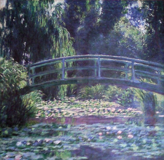 Monet's Japanese bridge over water lily pond